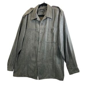 PRONTL Collection by Phita Men's Gray Micro Suede Button Up Shirt L Pocket